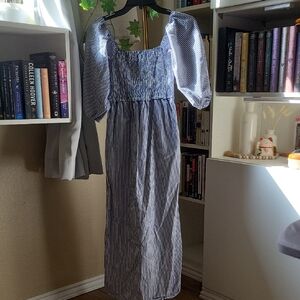 Free Assembly Women's Smocked Midi Dress with Convertible Sleeves